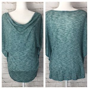 Geneology | Cowl Neck Top Space Dye Green/Blue